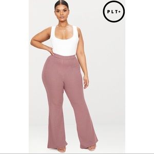 Plus Mauve Bandage Wide Leg Trousers